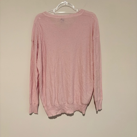 Richard Grand cashmere silk v neck s glitter fleck sweater pink gold size - Picture 2 of 4